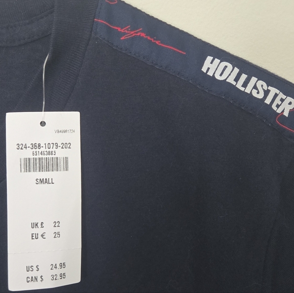 Hollister T-Shirt Sz S NWT Bold Colour Block Logo Tape Short Sleeve Streetwear - Picture 3 of 6
